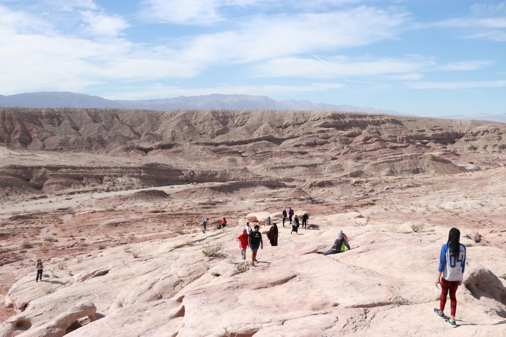 trekking across desert