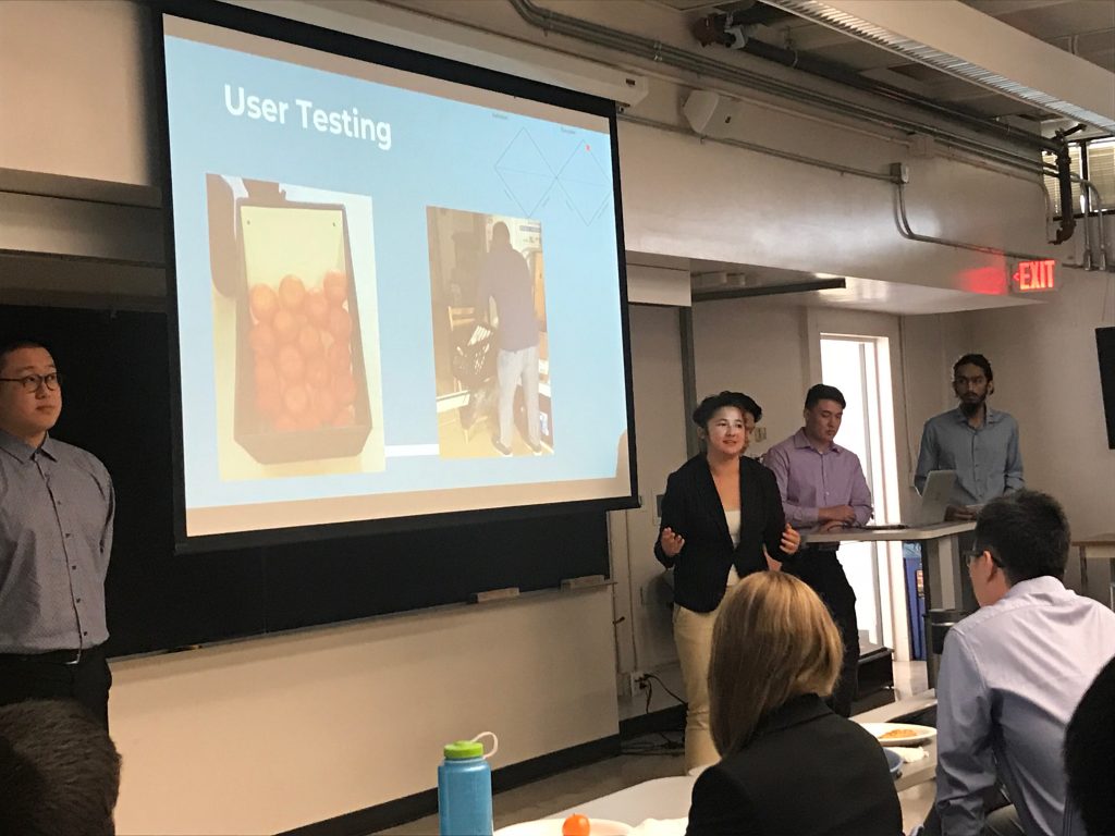 user testing slide being presented