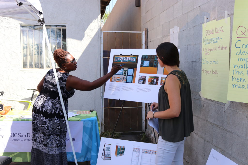 women in front of posterboard