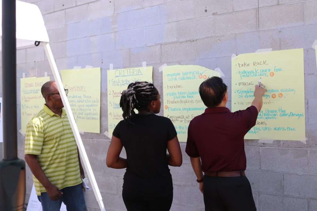 writing on posters outside