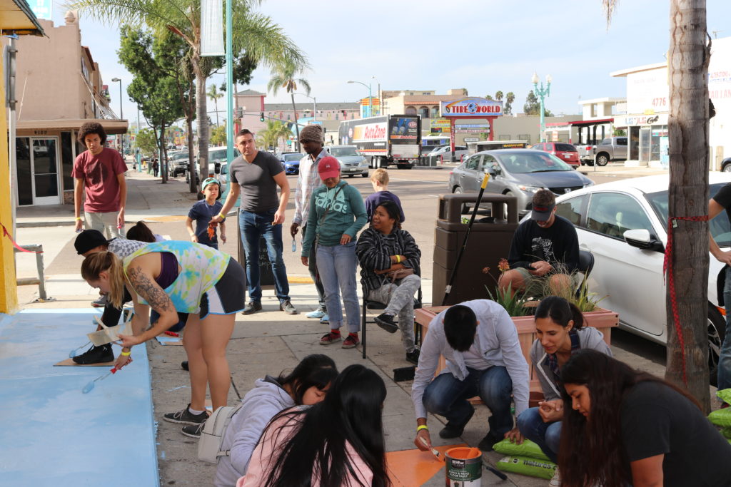 volunteers painting