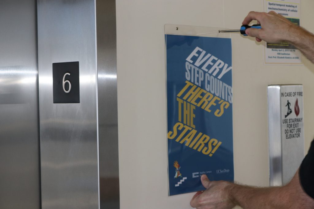 screwing stairwell sign next to elevator