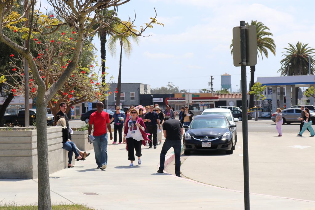 people walking outside