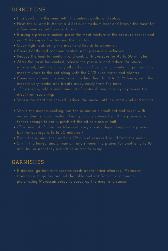 Moroccan Lamb or Beef Tagine with Prunes Part 2