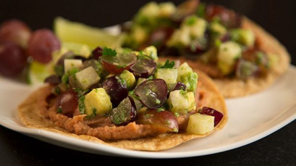 Tostadas with Grape Jicama Salsa