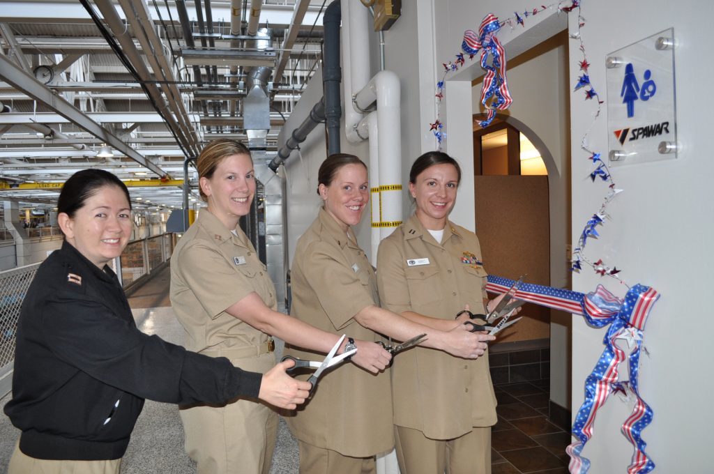 San Diego, Calif. (October 29, 2010) – Space and Naval Warfare Systems Command’s (SPAWAR) active duty expectant mother's cut the ribbon to open the new Mother’s Room. SPAWAR designed and constructed the first of two Mother’s Rooms to enable new mothers to continue breastfeeding once returning to work.  This workplace quality of life initiative was recognized by the San Diego Breast Feeding Coalition.U.S. Navy Photo by Rick Naystatt (Released)